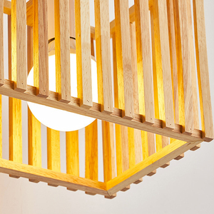 Lámpara Colgante <span class=keywords><strong>de</strong></span> Madera Maciza <span class=keywords><strong>de</strong></span> Estilo Japonés con 3 Luces, Lámpara <span class=keywords><strong>de</strong></span> Araña Rectangular <span class=keywords><strong>de</strong></span> Madera para Cocina, Comedor, E27 - Product Image 4