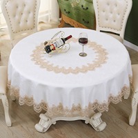 Nappe ronde en satin floral de haute qualité, jacquard, pour banquet, blanche, taille personnalisée, lavable, pour salle à manger