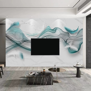 Nouveau moderne minimaliste Tv fond mur papier peint salon canapé chambre papier peint Film télévision mur plume Stickers muraux - Product Image 1