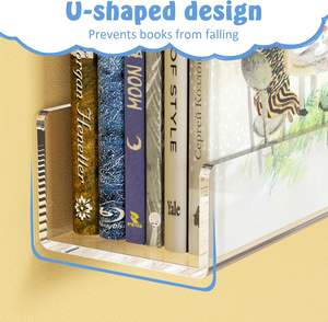 Étagère flottante en acrylique pour enfants de 36 pouces, étagères murales de salle de bain transparentes, étagères murales invisibles, étagère à livres à rebord - Product Image 4