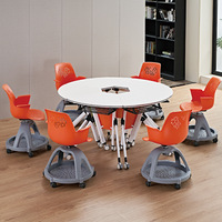 Tables et chaises de formation modulaires multi-personnes connectables et pliables, design trapézoïdal pour salles de classe intelligentes, matériau en verre