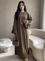 Robe longue élégante et douce pour femme, en velours côtelé uni, avec nœud papillon, respirante, décontractée, collection automne/hiver F-38
