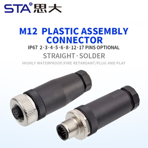 M12 hàn thẳng nam nữ nhựa lắp ráp hàng không cắm PG7 PG9 kết nối 2 3 4 5 6 8 12 17pins A B C D mã - Product Image 2
