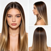 Extensions de cheveux synthétiques lisses et soyeuses de 22 pouces avec mèches, à clipser, pour un usage quotidien – Vente en gros