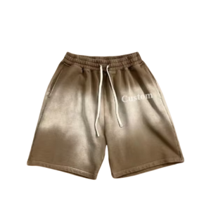 Shorts Rétro Délavés Effet Vieilli et Pulvérisé Style Streetwear Personnalisés pour Fabricants de Vêtements – Marque Tendance, Coupe Ample, Blanc, Unisexe - Product Image 2