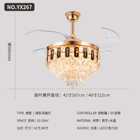 Lustre luxueux en cristal doré avec ventilateur de plafond, suspension en cristal K9 de style européen, parfait pour le salon de la villa de l'hôtel