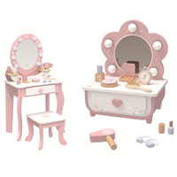 Table de toilette pour enfants avec miroir LED, lampe tactile en forme de pétale, variateur de lumière tricolore, boîte à piles