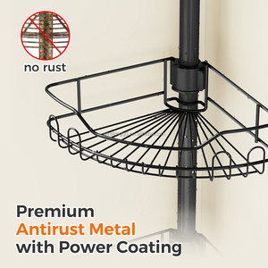 WIREKING Adjustable Floor Standing <strong>Bath</strong> Rack Holder Corner Shower Caddy Tension Pole 4-Tier Rustproof Bathroom Organizer <strong>Shelves</strong> - Product Image 5
