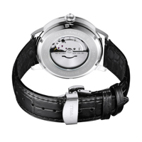 Reloj de negocios de alta gama para hombre, pulsera de lujo con caja de acero inoxidable y correa de cuero, reloj automático de acero inoxidable