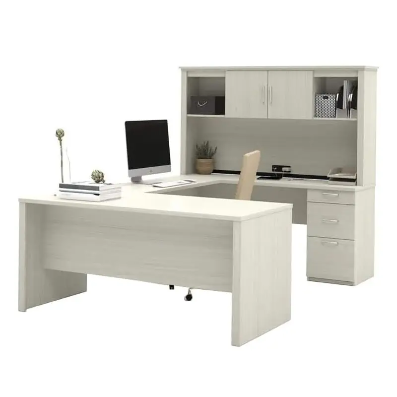 Mobilier de bureau de haute technologie en forme de U Table de bureau exécutif avec huche Cabinet