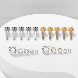 Anneau de lèvre Getta 16G en zircon, motif cœur, vintage, filetage interne, labret plaqué argent, bijoux de piercing corporel, titane ASTM F136 - Product Image 5