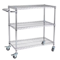Chariot industriel à étagère ESD avec main courante Panier métallique chromé 4 couches