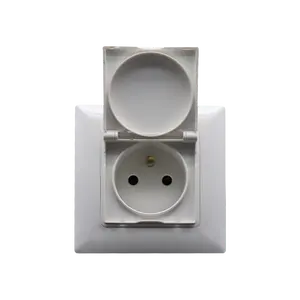 EU standard wall switch socket white color waterproof socket round backside for Russia French Europe Market