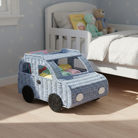 Panier de rangement en corde de papier naturelle tressé à la main, écologique, en forme de voiture, pour le rangement des jouets et des aliments des enfants