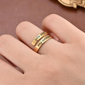 Los más vendidos Temu Xiyin Acero inoxidable 'I <span class=keywords><strong>Am</strong></span> Enough' Anillos de pareja inspiradores Nuevo diseño recortado con forma de letra - Product Image 2