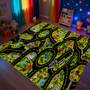 <span class=keywords><strong>Tapis</strong></span> de jeu éducatif pour enfants sur le thème du trafic routier, doux et rembourré, pour une utilisation à la maison avec un dos antidérapant - Product Image 2