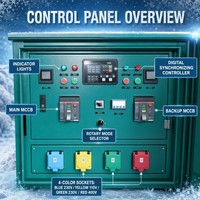 Armoire de contrôle parallèle personnalisée Haowei pour générateurs 50kVA-500kVA, panneau de synchronisation micro-réseau renouvelable à fréquence 0,05Hz de précision, IP54