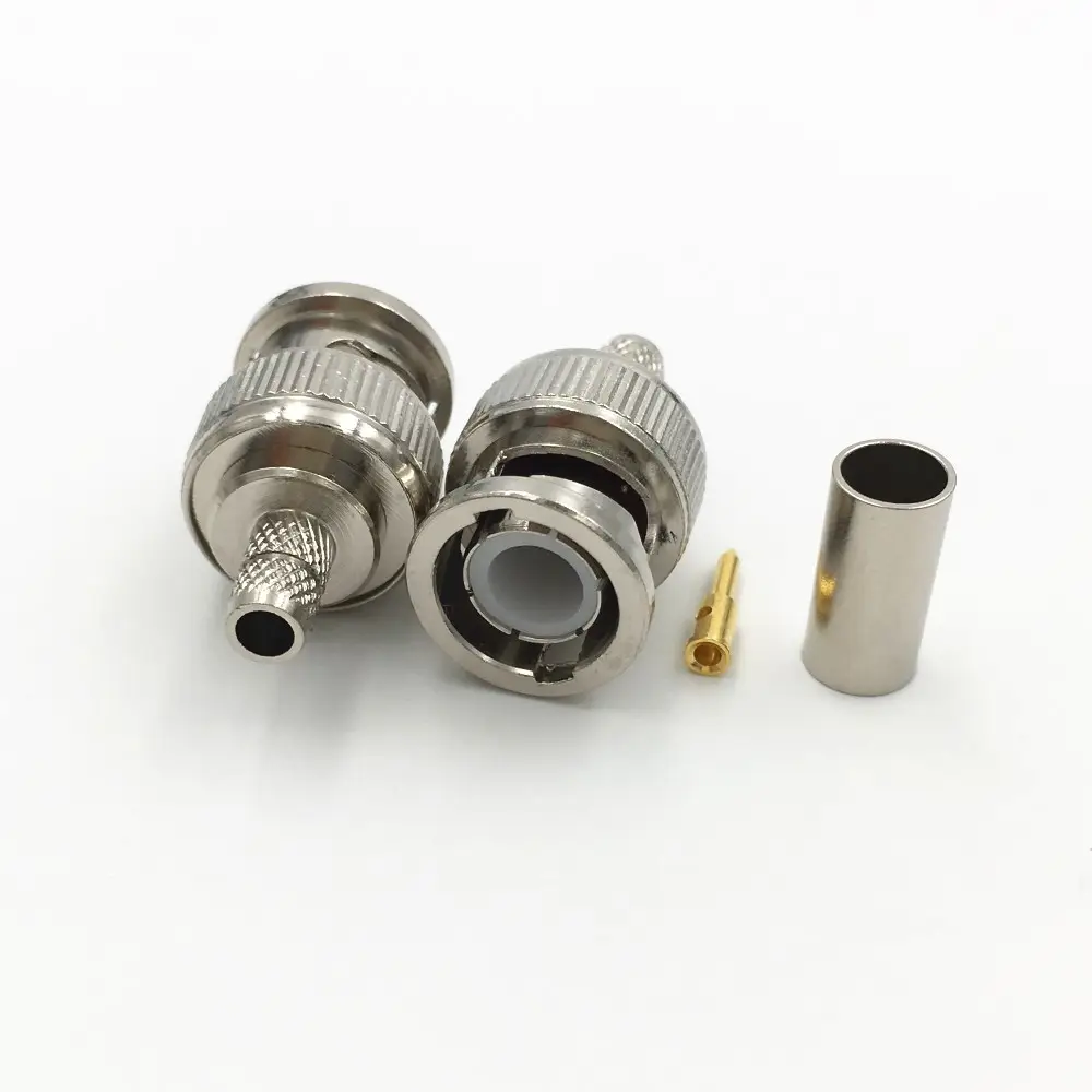 Crimp On BNC Male Konektor Adaptor RG59 BNC Aksesori Konektor Kamera Keamanan Pria