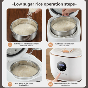 Autocuiseur de <span class=keywords><strong>riz</strong></span> 3L à faible teneur en sucre, prise US, cuve intérieure en céramique émaillée, plateau filtrant le sucre, 5 modes de cuisson, coque en plastique - Product Image 5