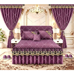 Ensemble de literie de luxe américain brodé en dentelle, matelassé, 5 pièces, toucher coton, avec rideaux et taies d'oreiller pour la maison ou l'hôtel - Product Image 4