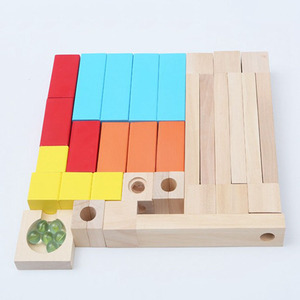 Early Educational Hand-eye Coordination Wooden 54pcs <strong>Marble</strong> <strong>Run</strong> Construction Blocks <strong>Toy</strong> for Kids Gifts - Product Image 6