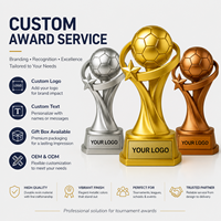 Trophée sportif en résine, ballon de football à base solide, finition métallique polie, personnalisable OEM ODM