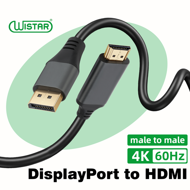 WISTAR OEM/ODM 4K60Hz DP to HDMI Adapter Cable DP to HDMI2.1 Adapter for Laptop Projector PC
