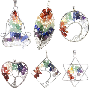 Colgante de Árbol de la Vida con Piedras Naturales de 7 Chakras, Bañado en Plata, Joyería Clásica de Moda, Venta al Por Mayor, Nueva Llegada, Mejor Calidad - Product Image 2