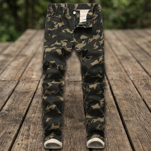 Wholesale <b>Men</b> Slim Straight Mid Waist Medium Wash <b>Stretch</b> Denim for Green Printed Casual Streetwear Geometric Pattern - Product Image 2