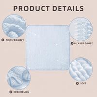 Serviette de bain pour bébé en coton de bambou 6 couches, 43x43 pouces, serviette carrée pour nouveau-né, REACH/OEKO-TEX/CPC, vente en gros