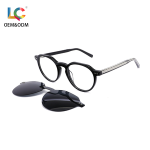 Customized LOGO Optical Acetate <strong>Glasses</strong> Fashionable And Artistic Retro Eyewear Magnetic Clip-on Blue Light Blocking <strong>Glasses</strong> - Product Image 2