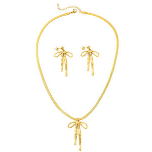 Pendientes de Moda con Lazo y Borlas Largas, Chapados en Oro de 18K, con Circonita y Acero Inoxidable, Regalo de Boda - Product Image 5