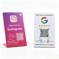 Support de table NFC en PVC |   Support de table en PVC personnalisé avec carte NFC RFID et impression CMYK pour les avis Google et les médias sociaux