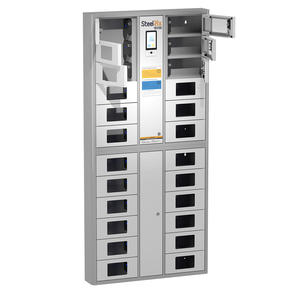 Station de charge pour téléphone portable 24 portes <span class=keywords><strong>Usb</strong></span>-C Micro <span class=keywords><strong>Apple</strong></span> <span class=keywords><strong>Lightning</strong></span> en acier Casiers Kiosque - Product Image 1