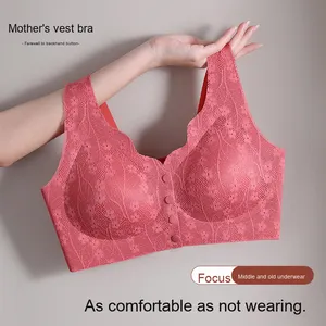 Grandi dimensioni senza soluzione di continuità per le donne anziane di mezza età intimo di <span class=keywords><strong>apertura</strong></span> <span class=keywords><strong>frontale</strong></span> per la primavera estate della madre stile <span class=keywords><strong>reggiseno</strong></span> in pizzo senza fili - Product Image 4