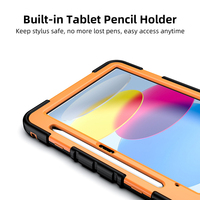 Étui robuste et résistant avec sangle en silicone et bandoulière pour tablette iPad 10e génération 10,9 pouces 2022