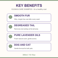 Shampooing et après-shampoing 2-en-1 pour animaux de compagnie avec prévention de la perte de poils pour chiens et chats - 300 ml Utilisation en salle de bain
