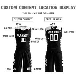 Maillot de basket-ball personnalisé noir et blanc double face, design sportswear - Product Image 5