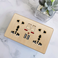 Interrupteur mural standard britannique en or, prise murale universelle avec charge USB, prise murale avec interrupteur USB pour usage domestique