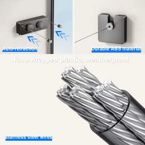 Nouvelle conception de séchoir mural gain de place, corde à <span class=keywords><strong>linge</strong></span> rétractable invisible de 4,2 mètres avec corde réglable - Product Image 5