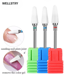 WELLSTRY Embouts de ponceuse à ongles en céramique en forme de cône pour retirer le vernis gel et nettoyer les peaux mortes, fraises électriques pour manucure et pédicure, boîte - Product Image 6