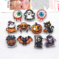 Breloque artisanale en acrylique pour stylo, motif citrouille fantôme araignée, gravée au laser, pour Halloween