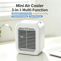 Ventilateur Rafraîchisseur d'Air Portable Tendance Mini Climatiseur Anti-Brûlure à Sec avec Réservoir d'Eau et Lumière d'Ambiance Colorée pour l'Extérieur