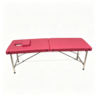 Table de massage pliable stable à 2 sections avec pieds en acier inoxydable, table de thérapie professionnelle pour spa
