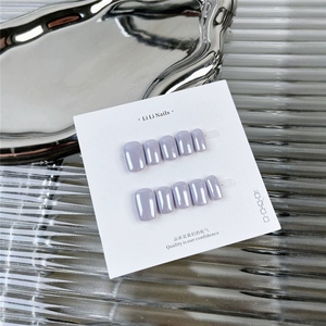 Faux ongles carrés courts faits à la main, couleurs macaron unies minimalistes, finition gelée ultra-brillante, pour usage quotidien, vente en gros - Product Image 4