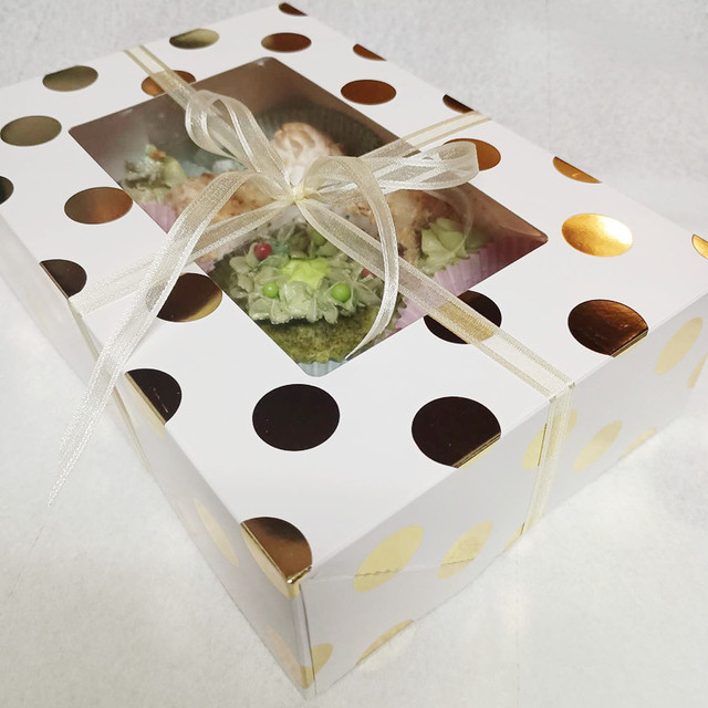 Customized Portable Eco Friendly Christmas Wedding Cake Packaging White Paper Individual Mini Cupcake Boxes Single With Window