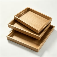 Plateau de service en bois de manguier laqué bambou pour table basse, bureau et cuisine