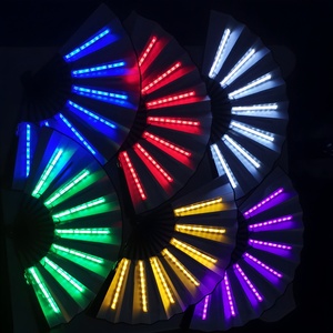 Abanicos Plegables LED Luminosos, Abanico <span class=keywords><strong>de</strong></span> Mano con Luz para Espectáculos, Accesorios para Espectáculos, Cumpleaños, Bodas, Discotecas, Decoración Fluorescente - Product Image 1