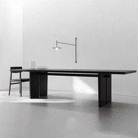 Table à manger en bois massif noir DISHI Nordic, table longue simple en bois, table de conférence, bureau, table de travail, table basse de salon