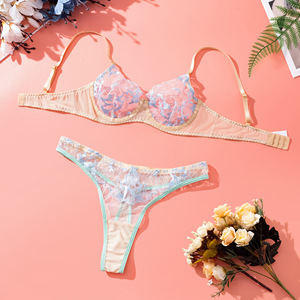 Ensemble de lingerie sexy à broderie florale, ensemble de soutien-gorge et culotte en maille transparente, Ropa <span class=keywords><strong>Intima</strong></span> Feminina, costume de lingerie exotique en 2 pièces - Product Image 6